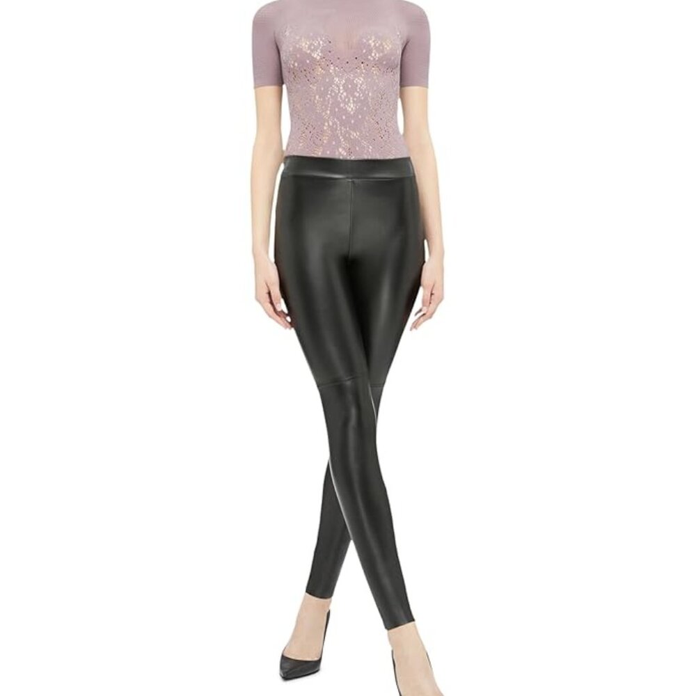 Wolford Black Faux Leather Estella Leggings Size 4